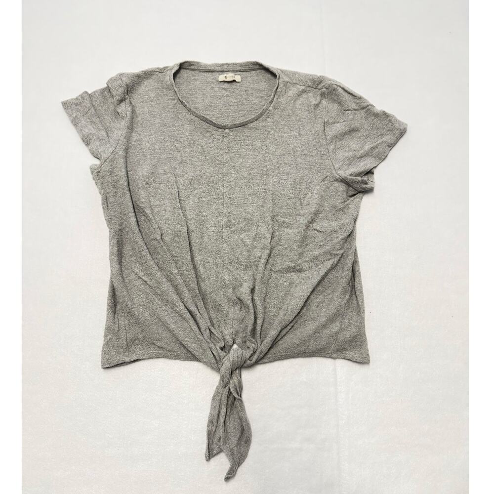 Madewell Texture & Thread Short Sleeve Cropped Tie-front Gray Women's Size L
